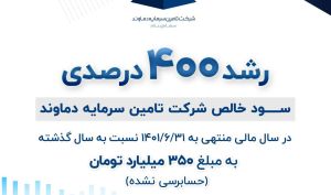 رشد ۴۰۰ درصدی سود خالص شرکت تامین سرمایه دماوند