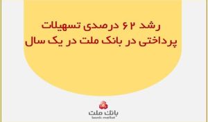 رشد ۶۲ درصدی تسهیلات پرداختی در بانک ملت در یک سال