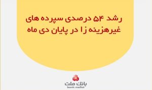 رشد ۵۴ درصدی سپرده های غیرهزینه زاى بانک ملت در پایان دی ماه