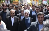 روحانی در جمع راهپیمایان روز قدس: مردم فلسطین تنها نیستند /راهی جز مبارزه با گروه‌های تکفیری نداریم 