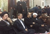 مراسم چهلم آیت الله هاشمی برگزار شد؛ حضور روحانی، سید حسن خمینی، رئیس دفتر رهبری، ظریف، لاریجانی و عارف در حرم امام 