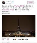 خاموشی برج ایفل به احترام قربانیان حوادث تروریستی تهران 